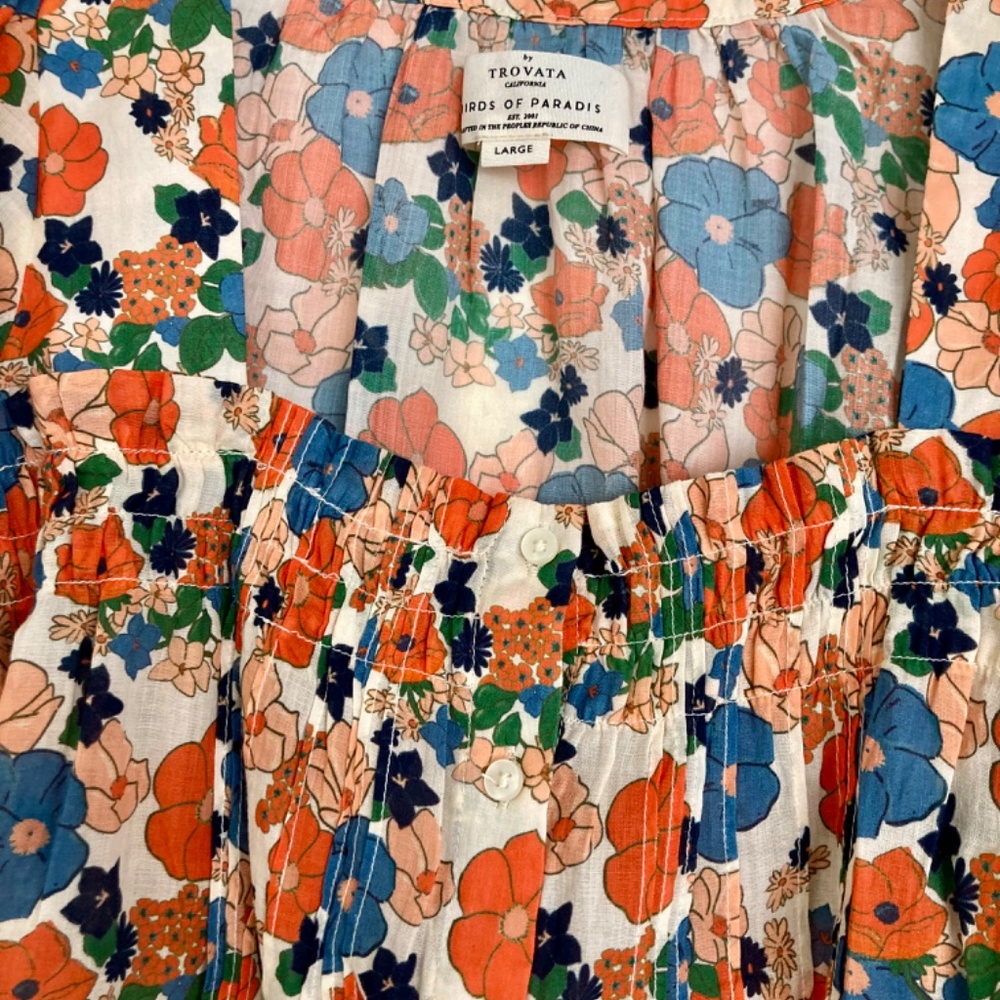NWT Trovata Lorita Marina Floral Blouse Large - Picture 8 of 9
